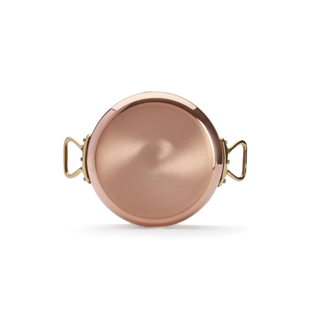 INOCUIVRE SERVICE Copper Round Sauté Pan with Lid and Brass Handles