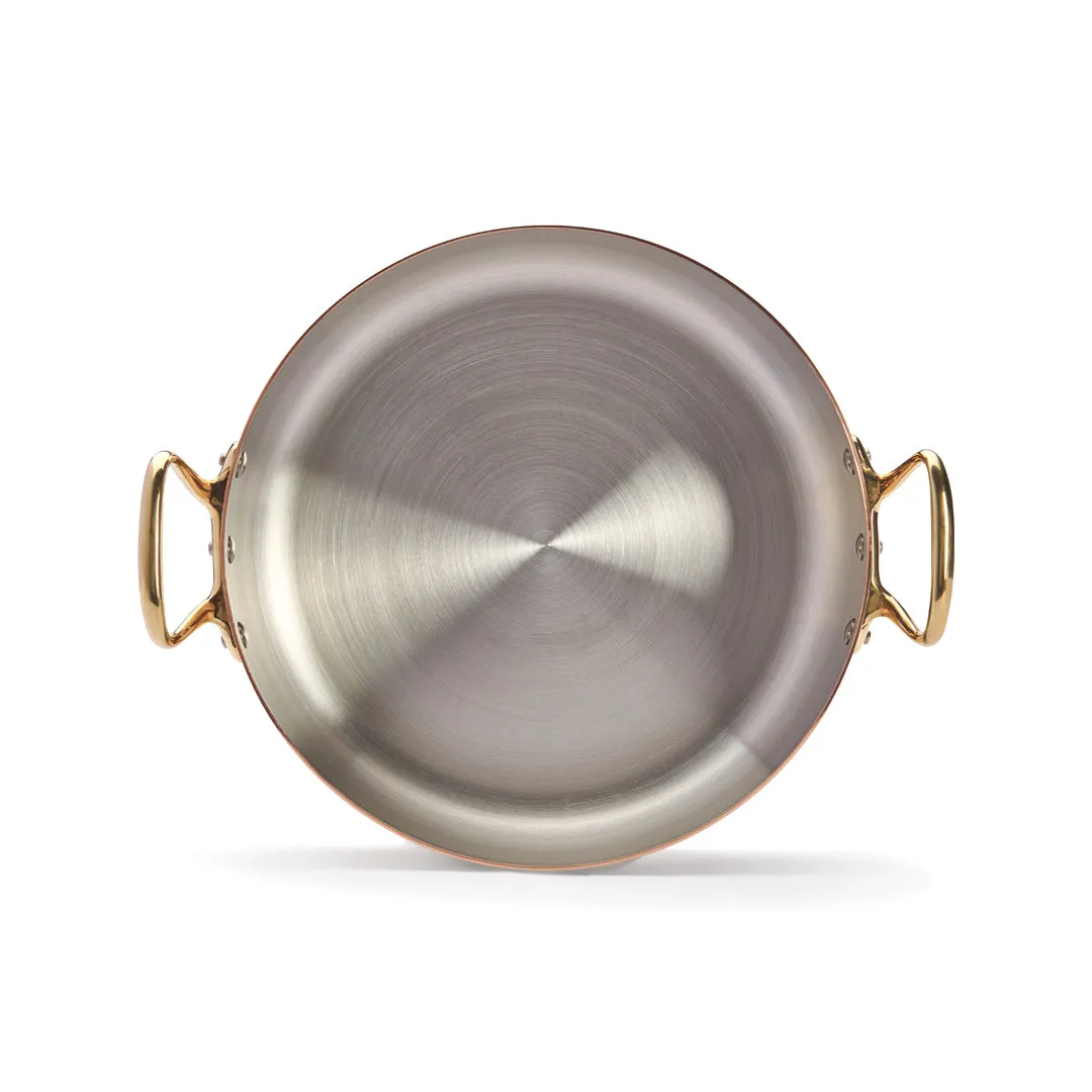 INOCUIVRE SERVICE Copper Round Sauté Pan with Lid and Brass Handles