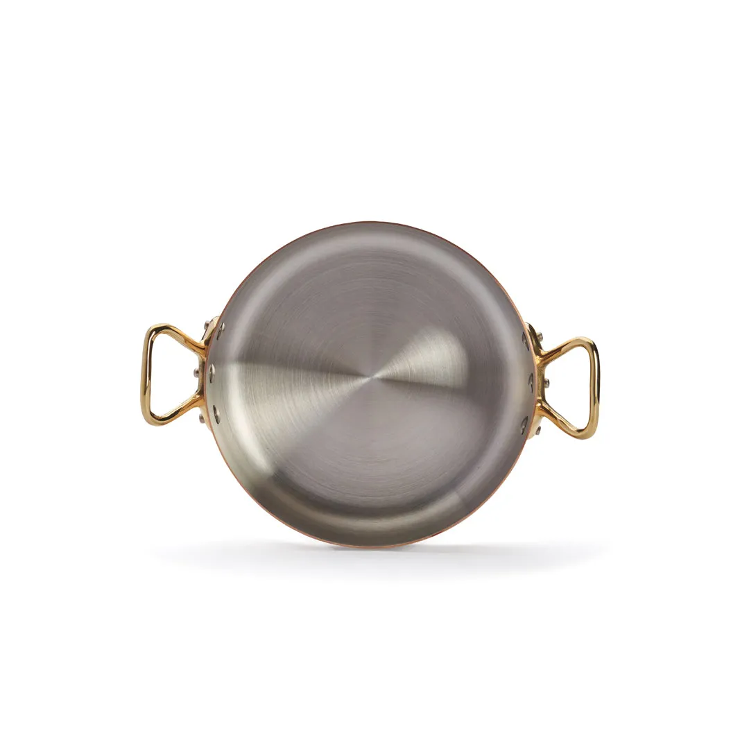 INOCUIVRE SERVICE Copper Round Sauté Pan with Lid and Brass Handles