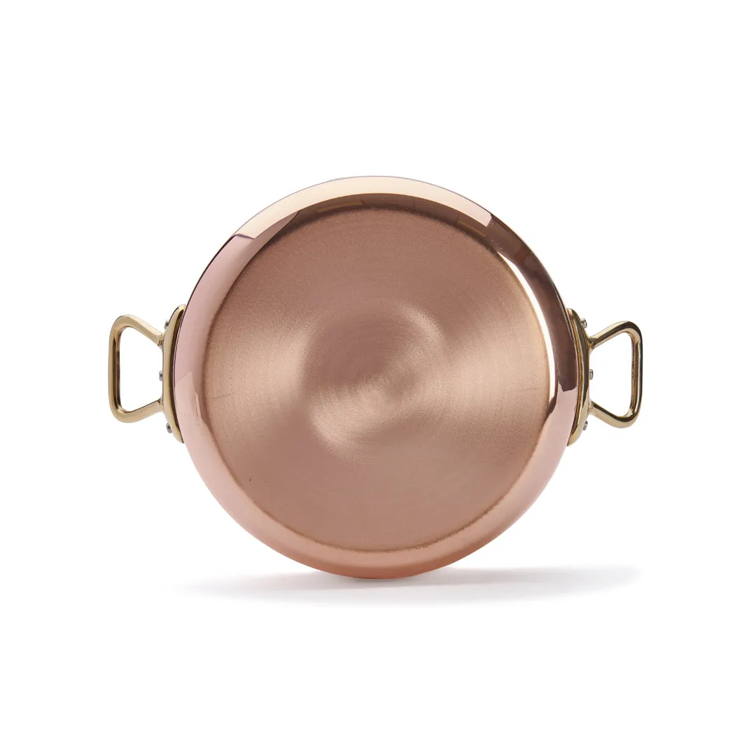 INOCUIVRE SERVICE Copper Round Sauté Pan with Lid and Brass Handles