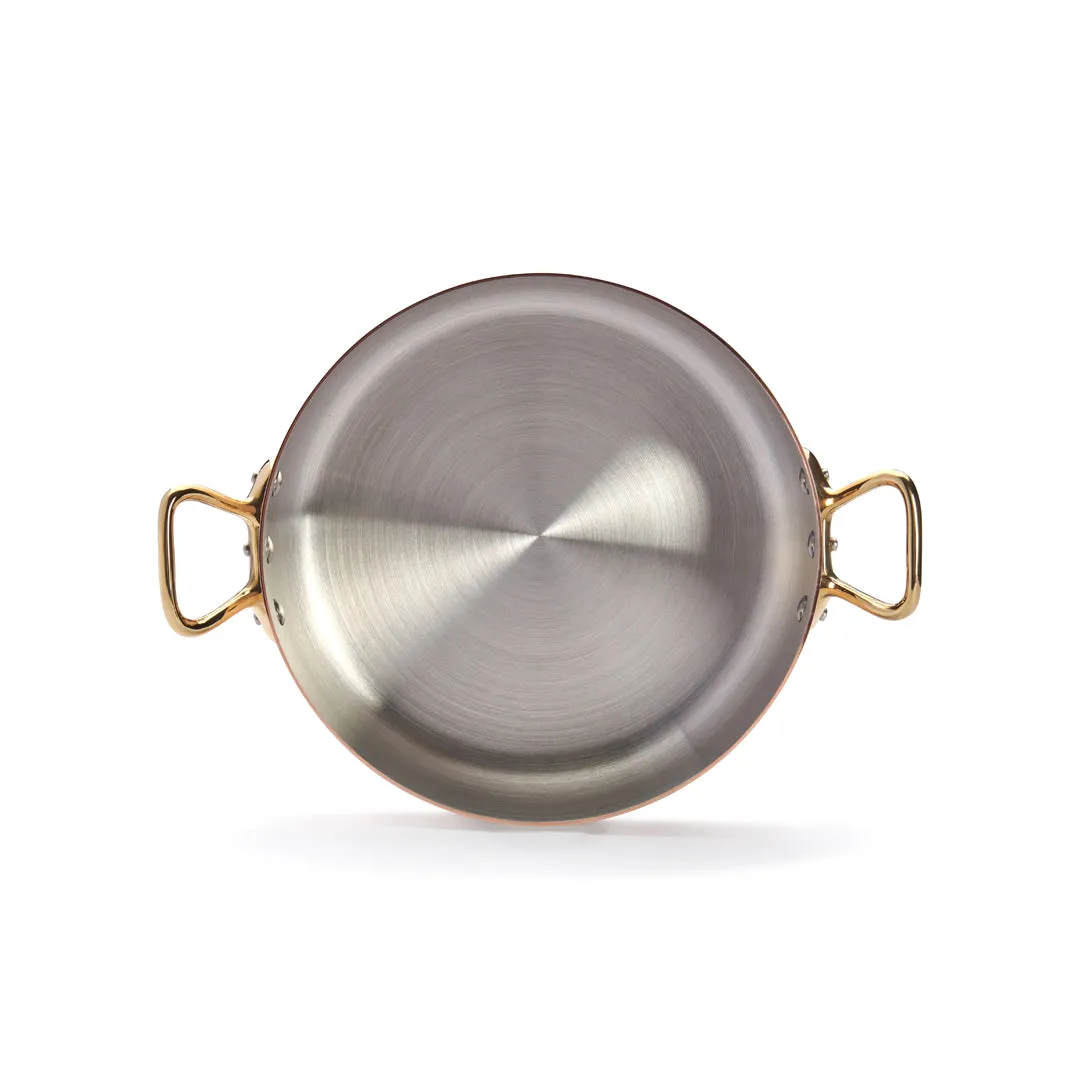 INOCUIVRE SERVICE Copper Round Sauté Pan with Lid and Brass Handles