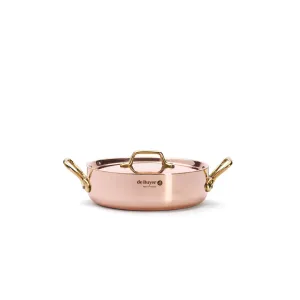 INOCUIVRE SERVICE Copper Round Sauté Pan with Lid and Brass Handles