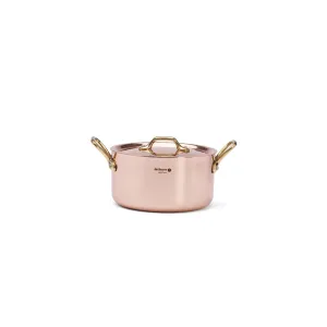 INOCUIVRE SERVICE Copper Stew Pan with Lid and Brass Handles