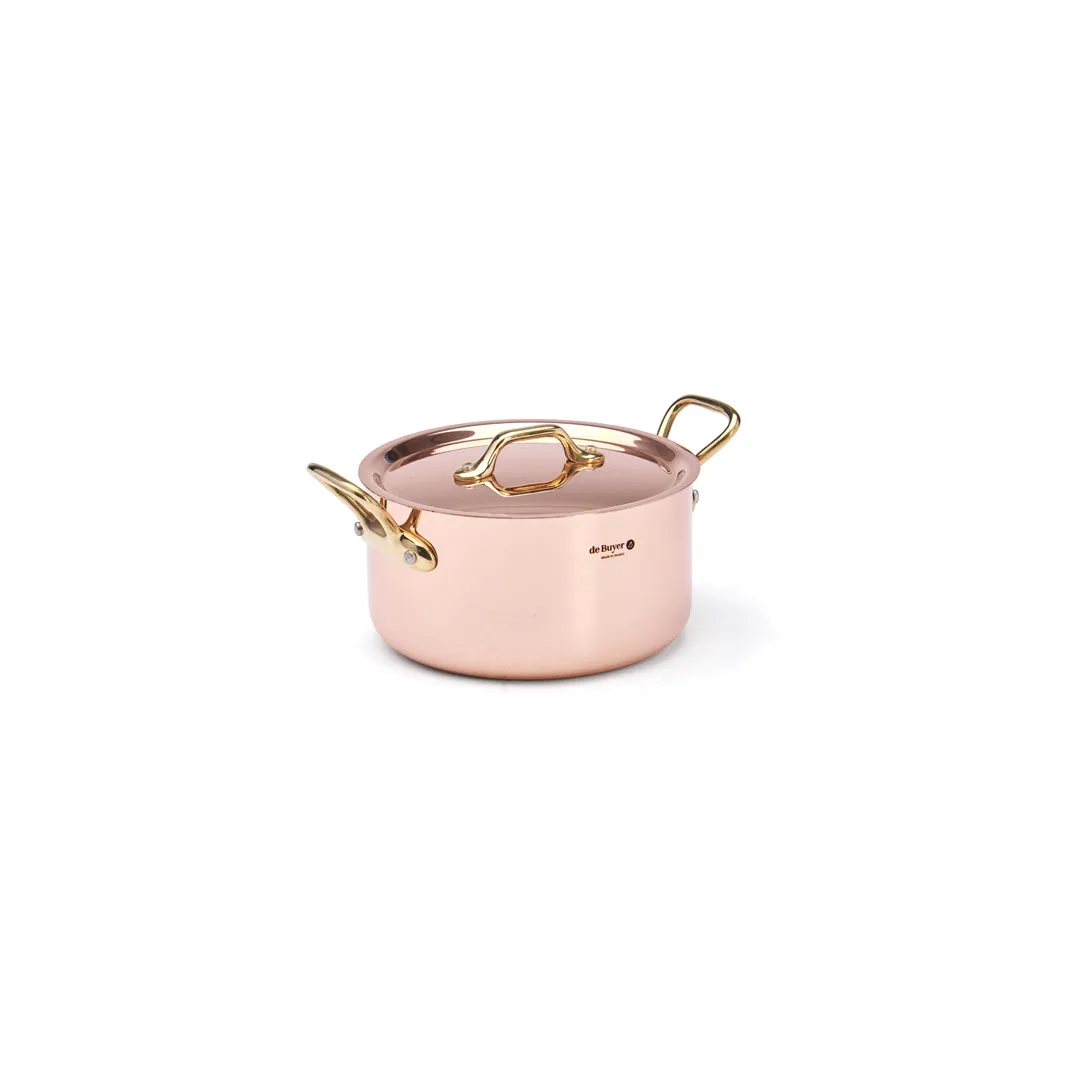 INOCUIVRE SERVICE Copper Stew Pan with Lid and Brass Handles