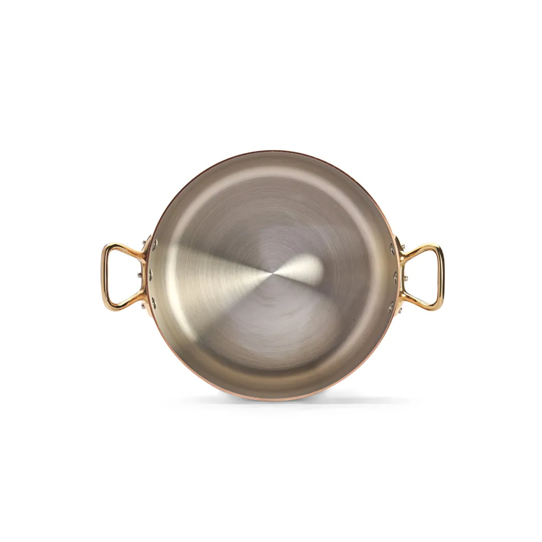 INOCUIVRE SERVICE Copper Stew Pan with Lid and Brass Handles