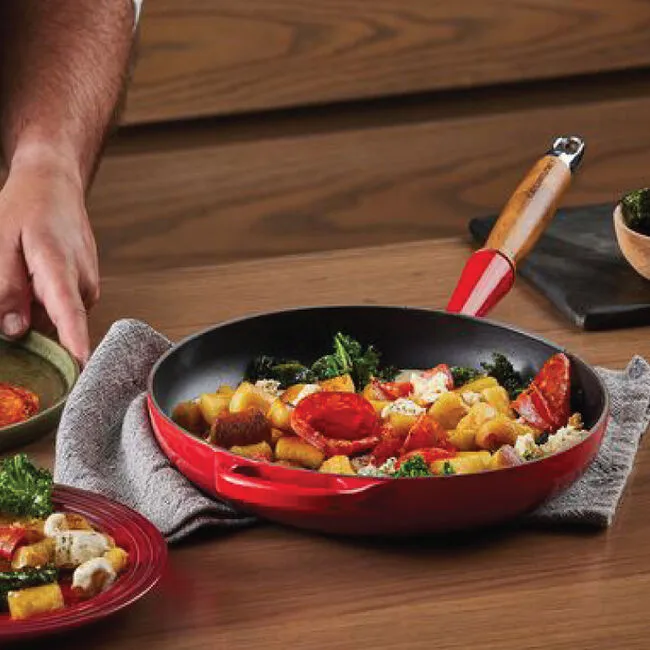 Le Creuset 10 1/4" Signature Round Enameled Cast Iron Alphine Wood Handle Fry Pan - Artichaut