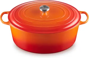 Le Creuset 15 1/2 Qt. Signature Oval Dutch Oven w/Stainless Steel Knob - Flame