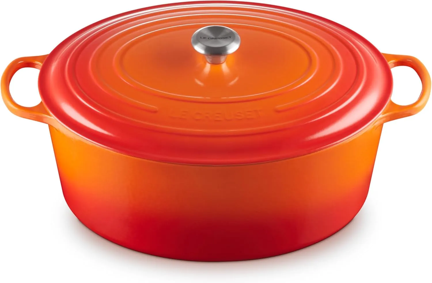 Le Creuset 15 1/2 Qt. Signature Oval Dutch Oven w/Stainless Steel Knob - Flame