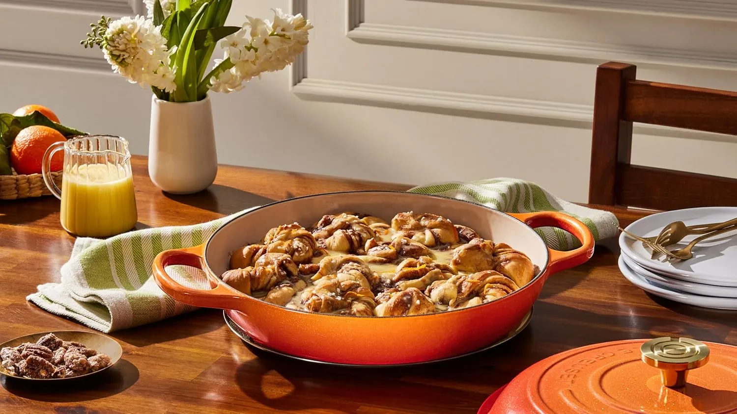Le Creuset 3 1/2 Qt. Enameled Cast Iron Signature Braiser w/Crucible Knob - Flamme Doree