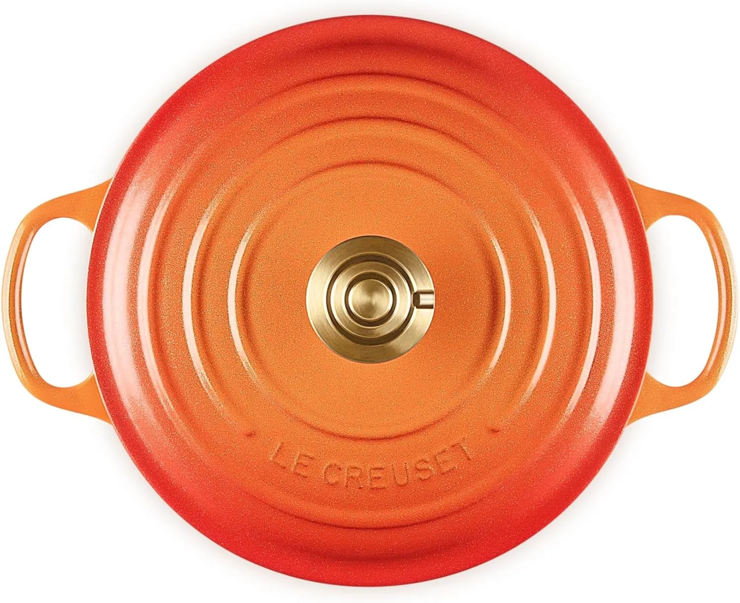 Le Creuset 4 1/2 Qt. Enameled Cast Iron Signature Round Dutch Oven w/Crucible Knob - Flamme Doree
