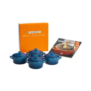Le Creuset Set of 4 Mini Cocottes w/Mini-Cocotte Cookbook (8 oz. each) - Marseille