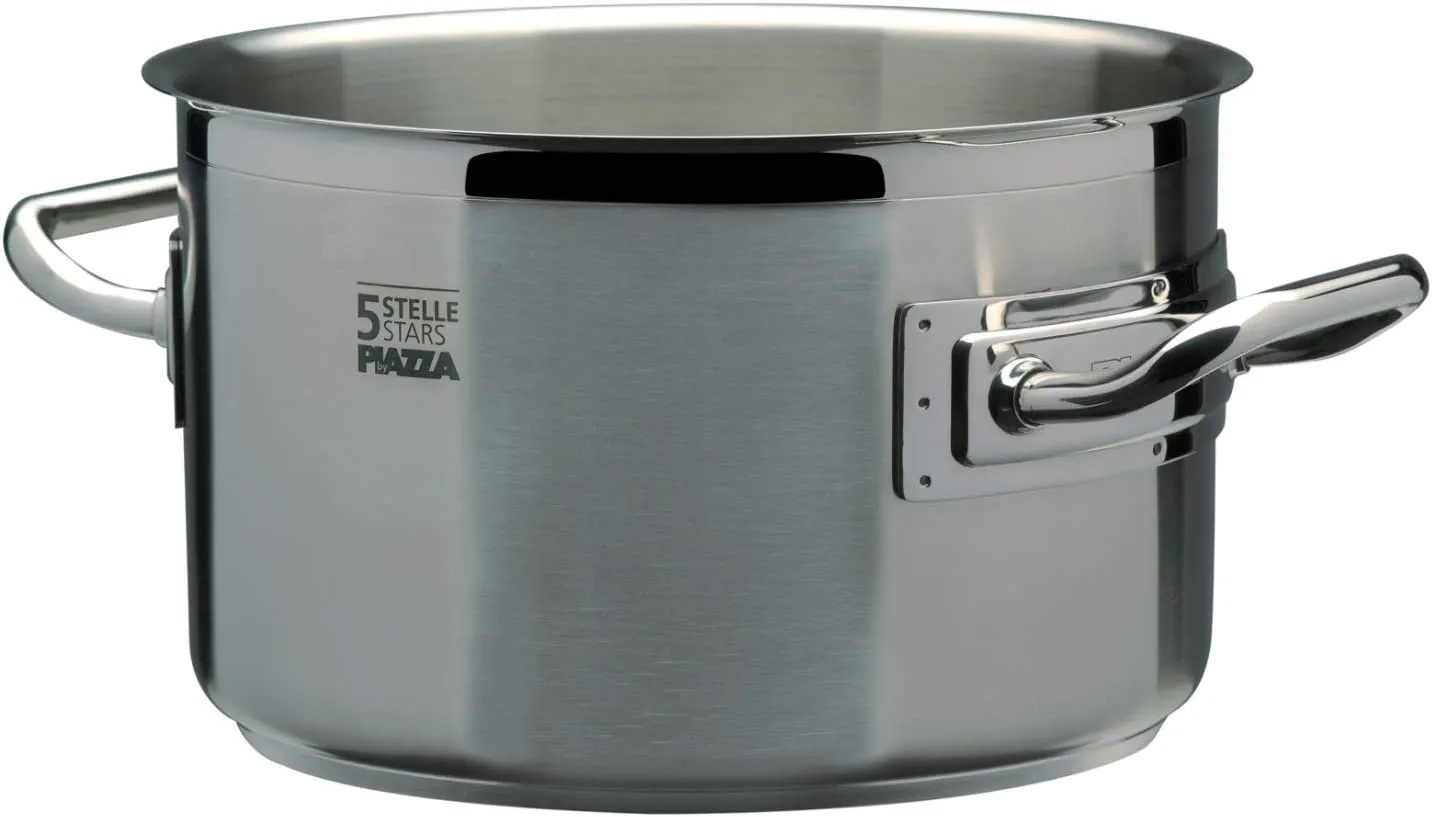 Piazza "5 Stars" Stainless Steel Deep Casserole Pan, 11.7-Quarts