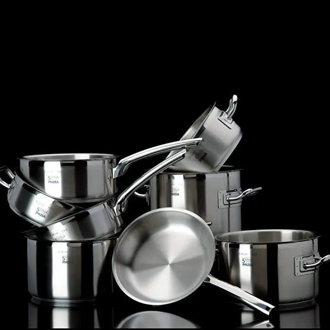 Piazza "5 Stars" Stainless Steel Deep Casserole Pan, 11.7-Quarts