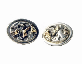 Richard Stump Charcoal w/ 14K Gold Cufflinks