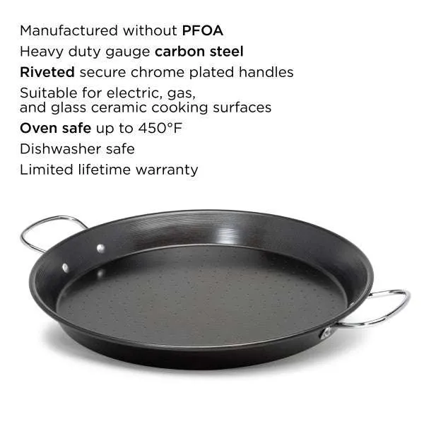 Sol Carbon Steel Non-Stick Paella Pan, 15 Inch - Ecolution