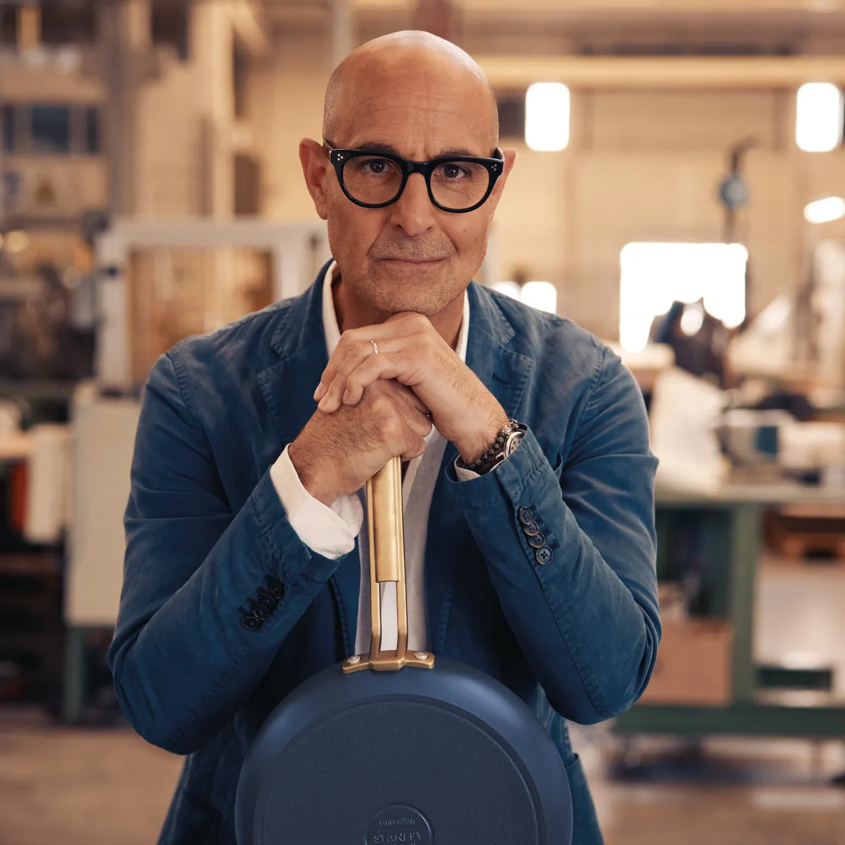 Stanley Tucci™ Ceramic Nonstick 4-Piece Chef Set with The Tucci Cookbook | Marino Blue