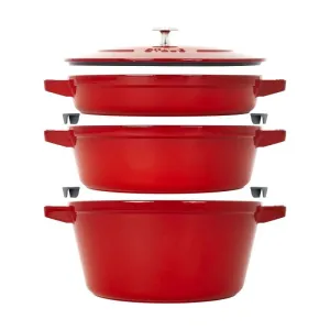 Staub 4-Pc Enameled Cast Iron Stackable Set