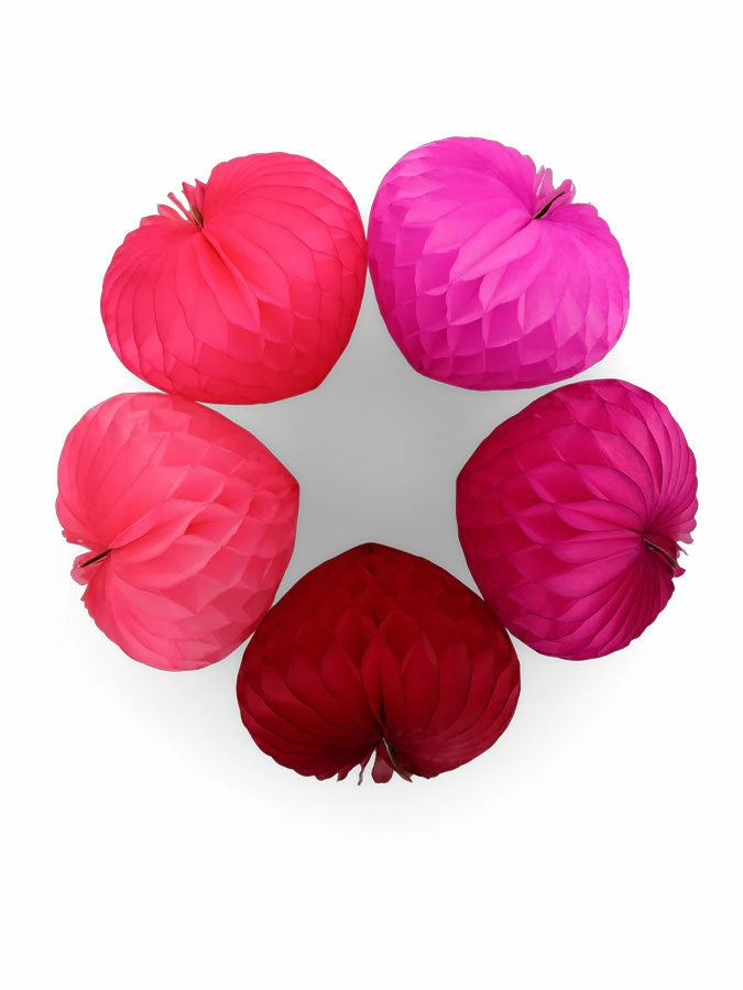 Valentines Honeycomb Heart Set of 5