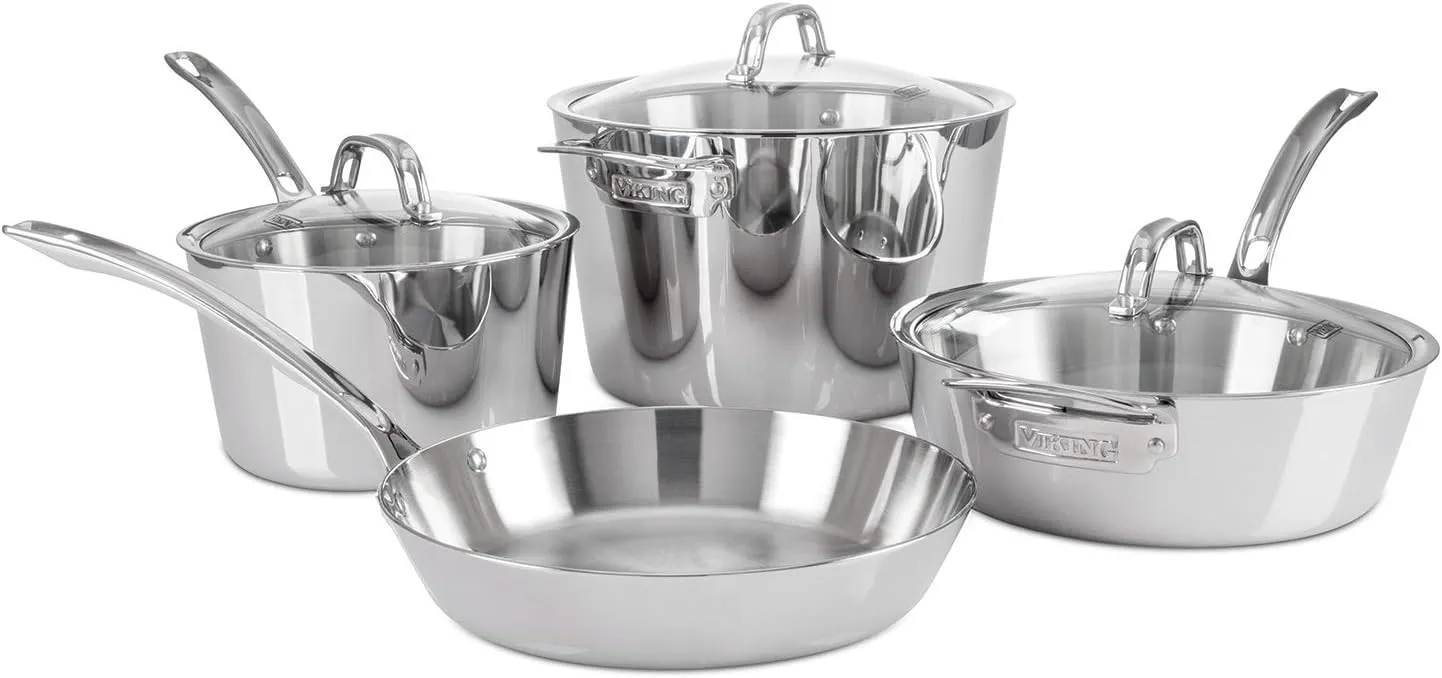 Viking Contemporary 3-Ply - 7 Pc. Cookware Set - Mirror Finish