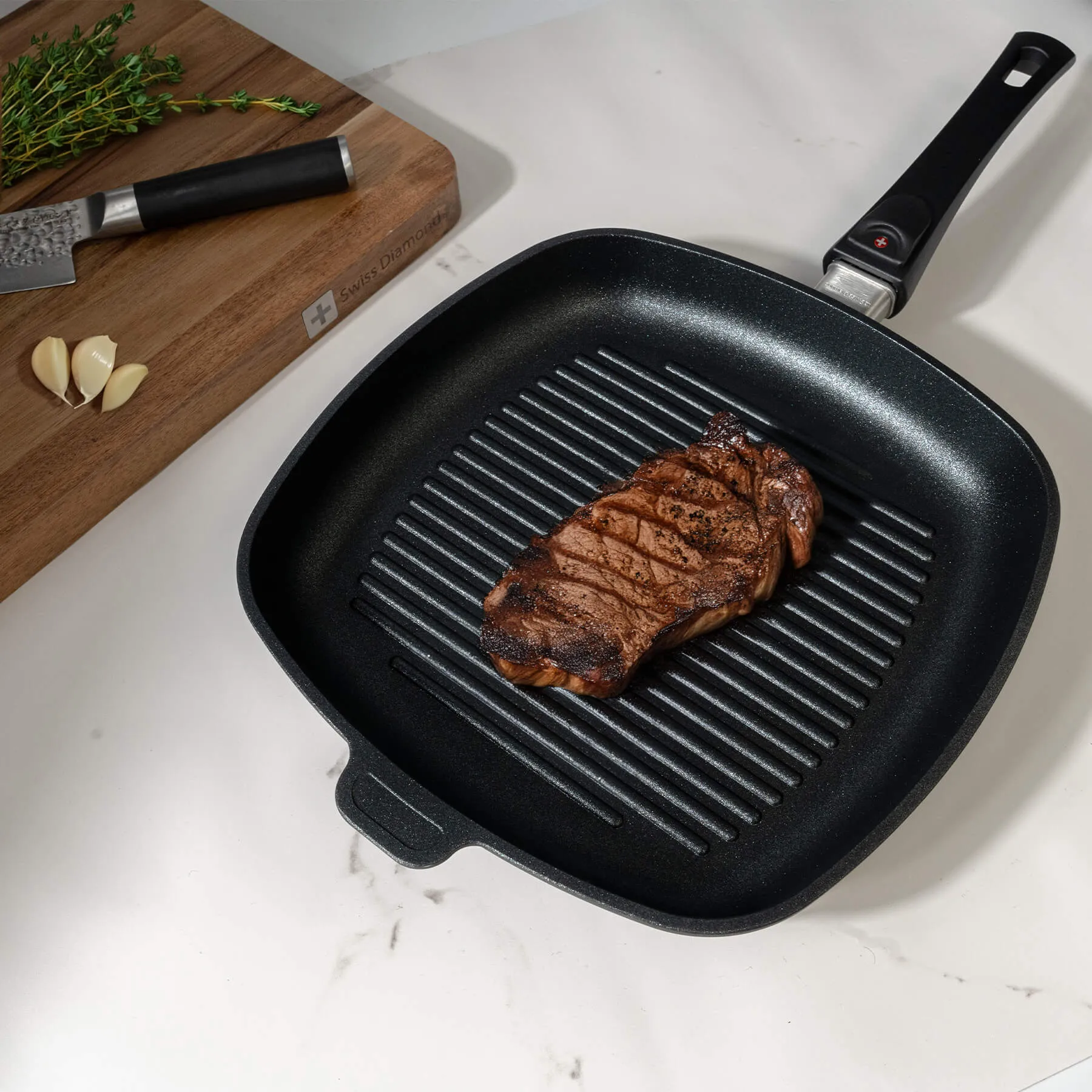 XD Nonstick 11" x 11" Square Grill Pan with Detachable Handle - Induction