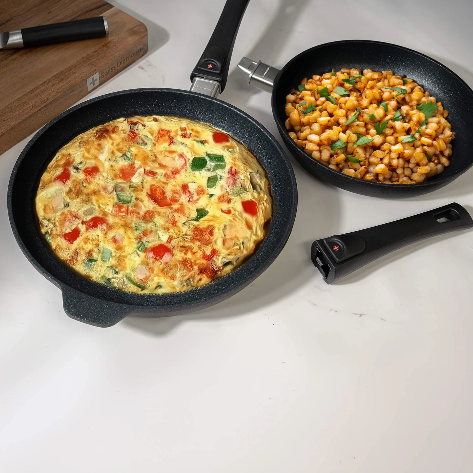 XD Nonstick 2-Piece Set - Duo Fry Pans with Detachable Handle - Induction